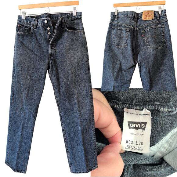 Vintage Levi's 501 Jeans 31x29 Blue Button Fly 1990s 92 Made In USA 100% Cotton - Picture 1 of 10
